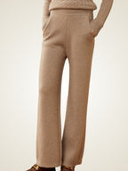 Lanlycashmere Women’s Cashmere Wide Leg Pants – Soft Knit Lounge Trousers