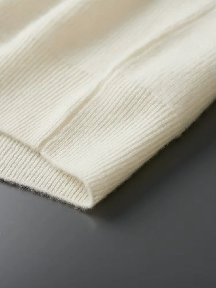 Herren-Pullover aus 100 % Kaschmir mit Reißverschluss (Quarter Zip) – Luxuriöser Rippstrick