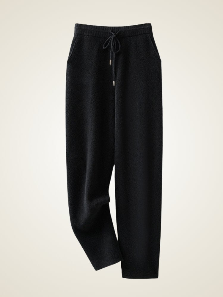 Lanly Cashmere Straight-Leg Knit Pants - Mongolia Cashmere Lounge Trousers