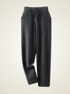 Lanly Cashmere Straight-Leg Knit Pants - Mongolia Cashmere Lounge Trousers