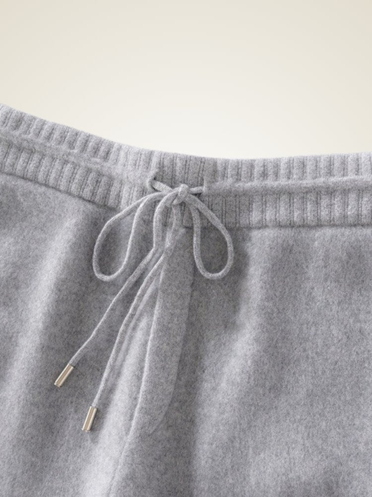 Lanly Cashmere Straight-Leg Knit Pants - Mongolia Cashmere Lounge Trousers