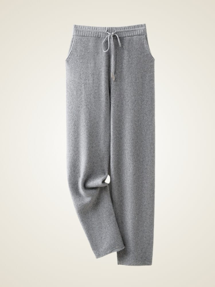 Lanly Cashmere Straight-Leg Knit Pants - Mongolia Cashmere Lounge Trousers