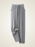 Lanly Cashmere Straight-Leg Knit Pants - Mongolia Cashmere Lounge Trousers