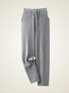 Lanly Cashmere Straight-Leg Knit Pants - Mongolia Cashmere Lounge Trousers
