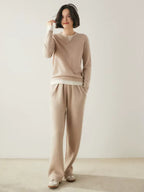 Lanlycashmere Damen Kaschmirpullover – Pullover mit Kontrastfarben