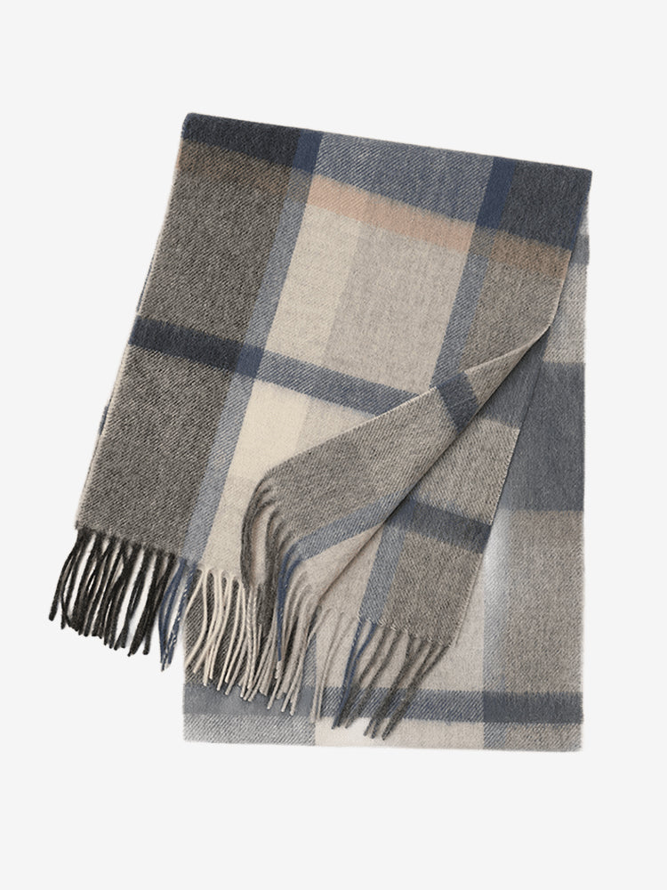 LANLY Classic Tartan Wool Scarf Manufacturer: 100% Pure Wool Scarf Wholesale 130g Lightweight Custom Pastel Plaid Wool Scarf OEM