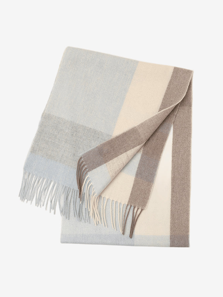 LANLY Classic Tartan Wool Scarf Manufacturer: 100% Pure Wool Scarf Wholesale 130g Lightweight Custom Pastel Plaid Wool Scarf OEM
