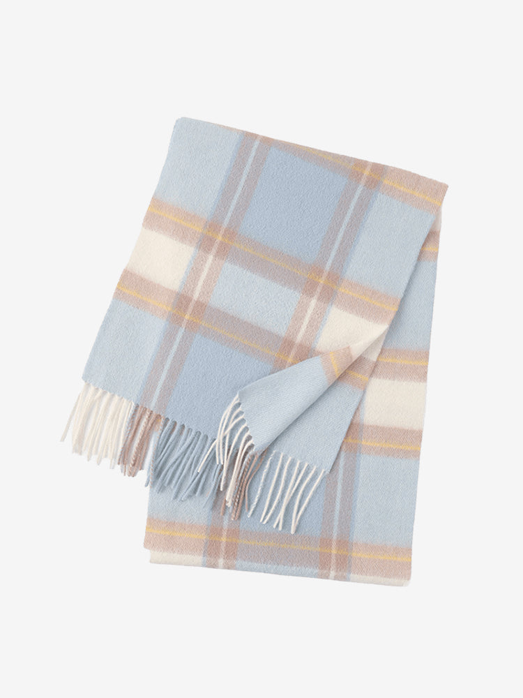 LANLY Classic Tartan Wool Scarf Manufacturer: 100% Pure Wool Scarf Wholesale 130g Lightweight Custom Pastel Plaid Wool Scarf OEM