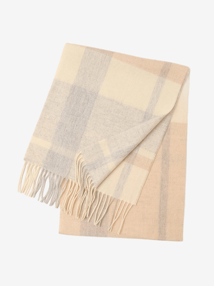 LANLY Classic Tartan Wool Scarf Manufacturer: 100% Pure Wool Scarf Wholesale 130g Lightweight Custom Pastel Plaid Wool Scarf OEM