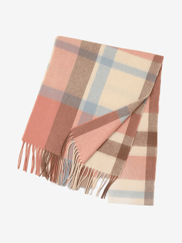 LANLY Classic Tartan Wool Scarf Manufacturer: 100% Pure Wool Scarf Wholesale 130g Lightweight Custom Pastel Plaid Wool Scarf OEM