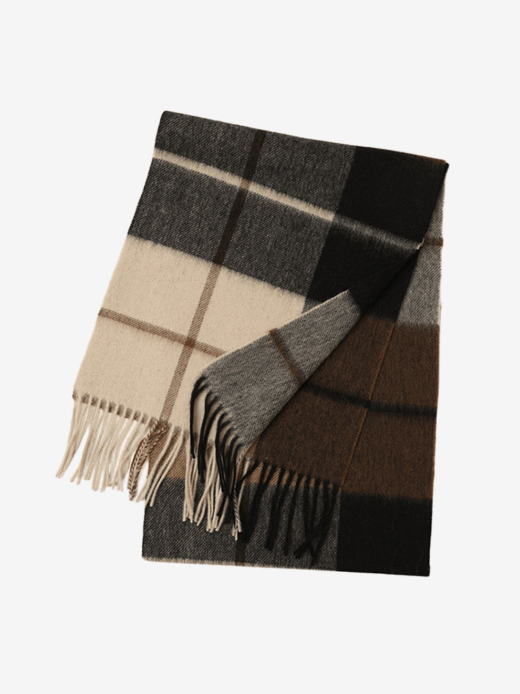 LANLY Classic Tartan Wool Scarf Manufacturer: 100% Pure Wool Scarf Wholesale 130g Lightweight Custom Pastel Plaid Wool Scarf OEM