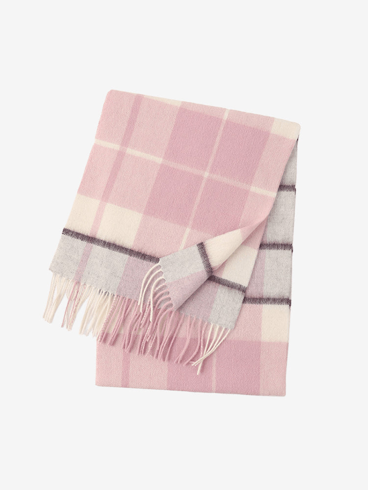 LANLY Classic Tartan Wool Scarf Manufacturer: 100% Pure Wool Scarf Wholesale 130g Lightweight Custom Pastel Plaid Wool Scarf OEM