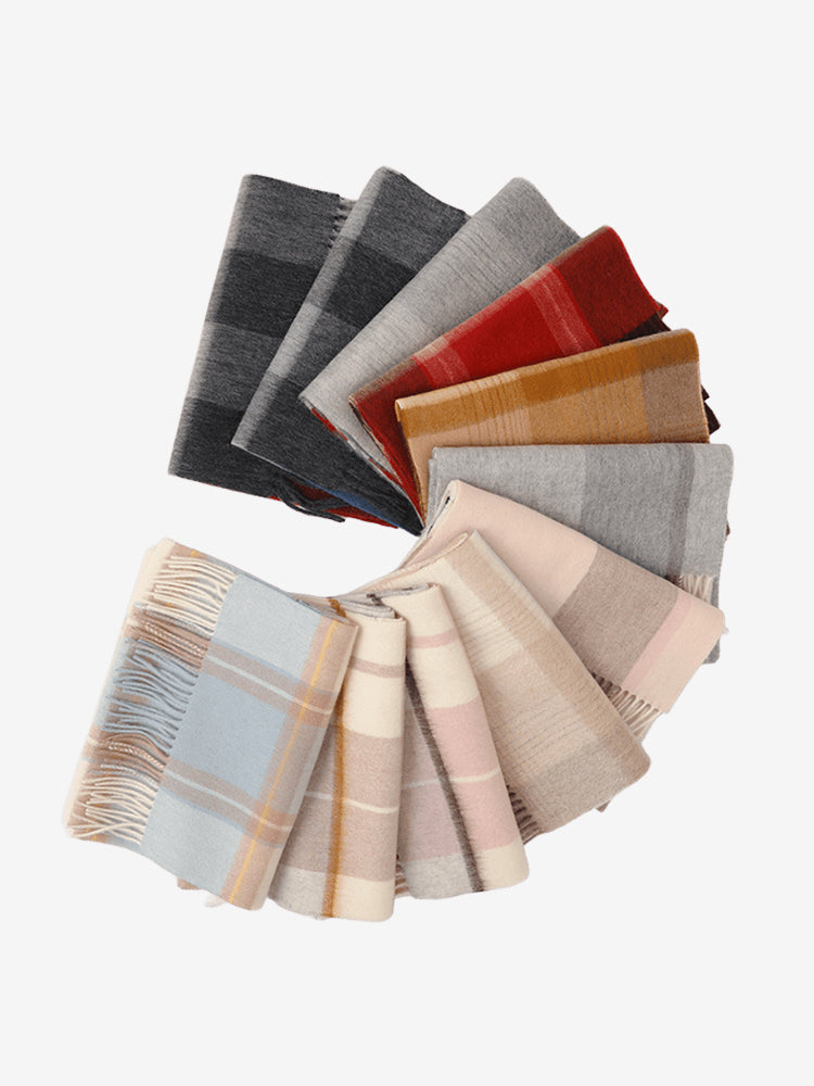 LANLY Classic Tartan Wool Scarf Manufacturer: 100% Pure Wool Scarf Wholesale 130g Lightweight Custom Pastel Plaid Wool Scarf OEM