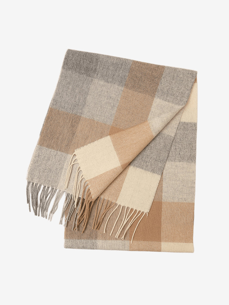 LANLY Classic Tartan Wool Scarf Manufacturer: 100% Pure Wool Scarf Wholesale 130g Lightweight Custom Pastel Plaid Wool Scarf OEM