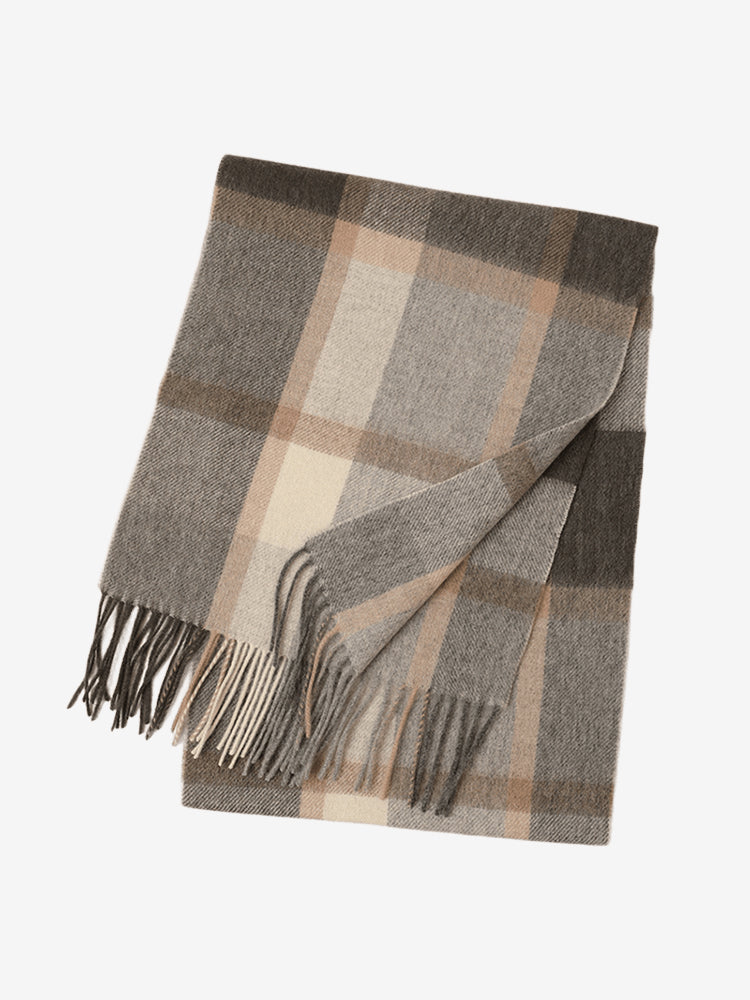 LANLY Classic Tartan Wool Scarf Manufacturer: 100% Pure Wool Scarf Wholesale 130g Lightweight Custom Pastel Plaid Wool Scarf OEM
