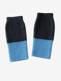LANLY Colorblock Cashmere Wrist Warmers | 100% Inner Mongolia Pure Knit Two-Tone Fingerless Gloves with Ribbed Cuffs