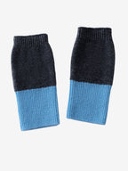 LANLY Colorblock Cashmere Wrist Warmers | 100% Inner Mongolia Pure Knit Two-Tone Fingerless Gloves with Ribbed Cuffs