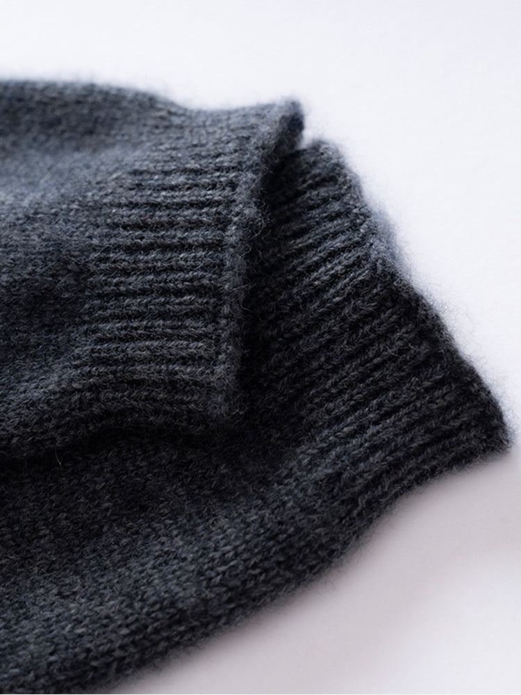 LANLY Colorblock Cashmere Wrist Warmers | 100% Inner Mongolia Pure Knit Two-Tone Fingerless Gloves with Ribbed Cuffs