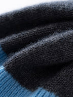 LANLY Colorblock Cashmere Wrist Warmers | 100% Inner Mongolia Pure Knit Two-Tone Fingerless Gloves with Ribbed Cuffs
