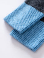 LANLY Colorblock Cashmere Wrist Warmers | 100% Inner Mongolia Pure Knit Two-Tone Fingerless Gloves with Ribbed Cuffs