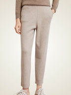 LanlyCashmere Ankle Length Cashmere Pants Slim Fit Knit Trousers