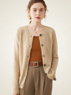 LanlyCashmere Women’s Cashmere Crew Neck Cardigan – Soft Button Knit Sweater