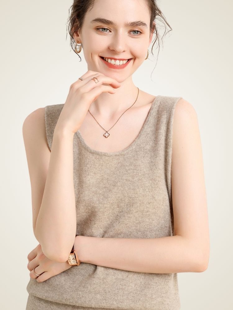 LanlyCashmere Women’s Cashmere Tank Top – Lightweight Sleeveless Knit