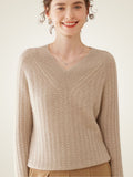 Iliviana - Zopfmuster-Pullover mit V-Ausschnitt
