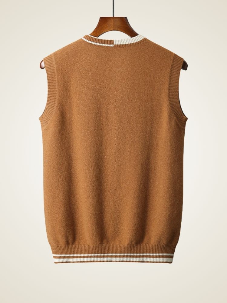 LANLY CASHMERE Men's 100% Pure Mongolian Cashmere V-Neck Sweater Vest