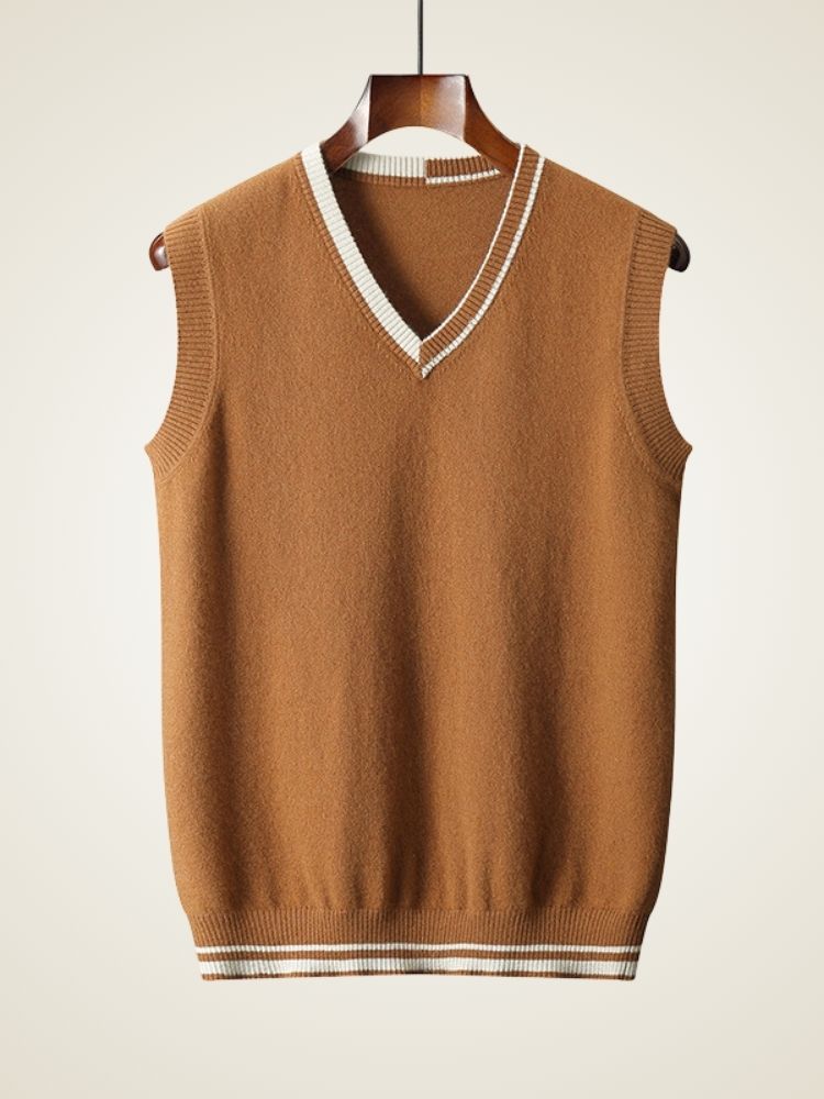 LANLY CASHMERE Men's 100% Pure Mongolian Cashmere V-Neck Sweater Vest