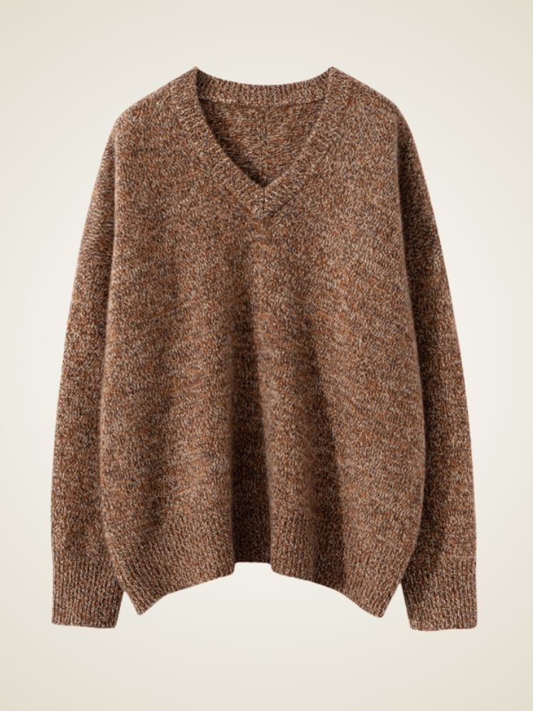 LanlyCashmere Cashmere Blend V-Neck Sweater – Relaxed 5 Gauge Knit