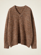 LanlyCashmere Cashmere Blend V-Neck Sweater – Relaxed 5 Gauge Knit