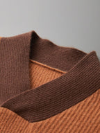 LanlyCashmere Men’s Cashmere V Neck Sweater – Contrast Collar Knit Pullover