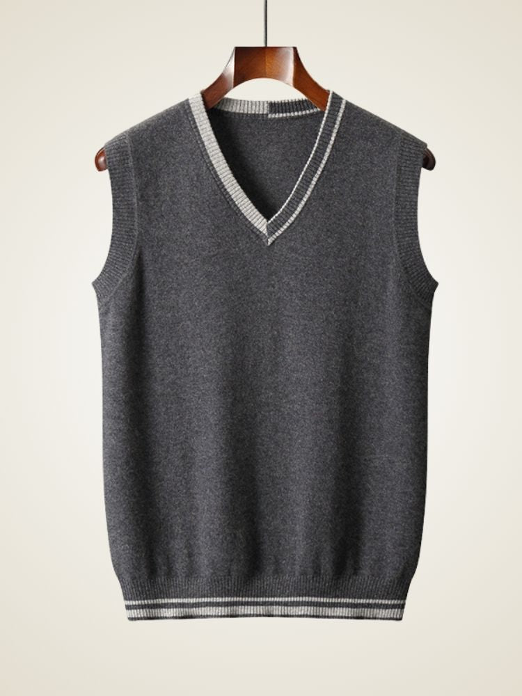 LANLY CASHMERE Men's 100% Pure Mongolian Cashmere V-Neck Sweater Vest