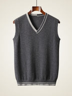 LANLY CASHMERE Men's 100% Pure Mongolian Cashmere V-Neck Sweater Vest