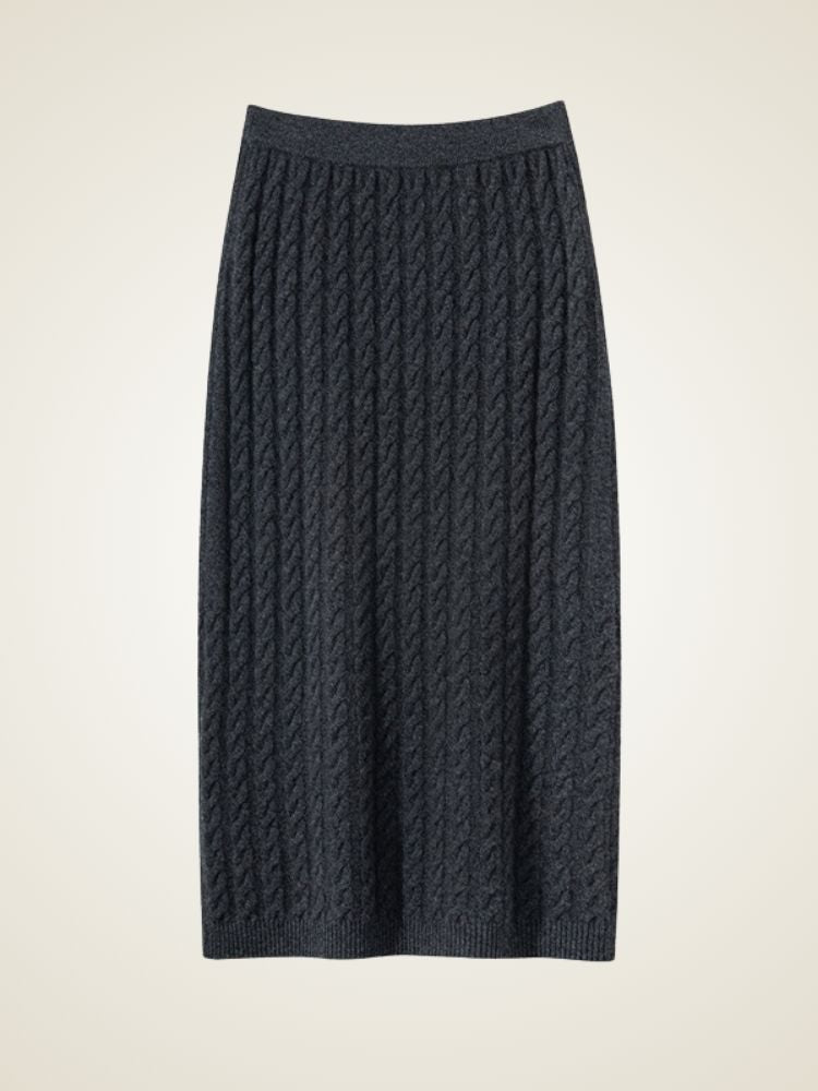 LanlyCashmere Cable-Knit Cashmere Set – Midi Skirt Ensemble