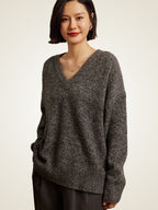 LanlyCashmere Cashmere Blend V-Neck Sweater – Relaxed 5 Gauge Knit