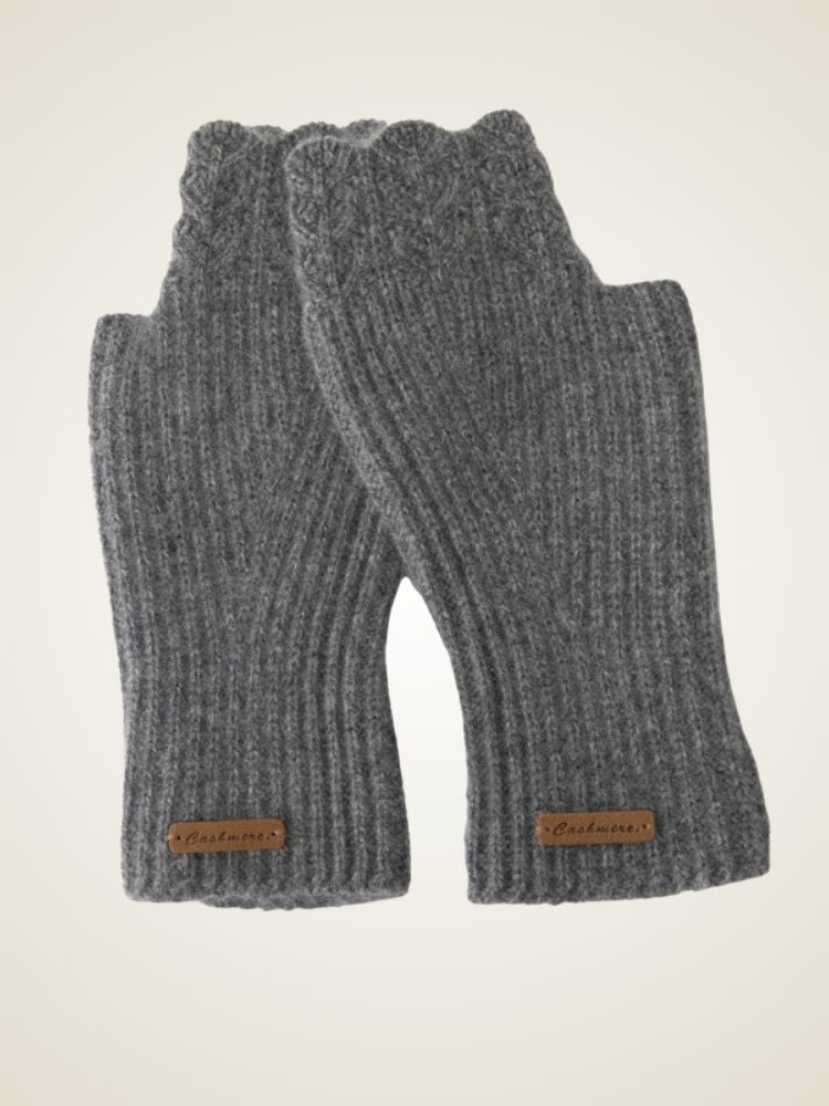 LanlyCashmere Cashmere Fingerless Gloves – Ribbed Knit Arm Warmers