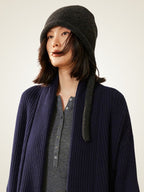 LanlyCashmere Cashmere Knit Bonnet Hat – Soft Tie-Up Winter Beanie