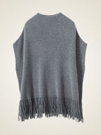 LanlyCashmere Cashmere Poncho with Fringe – Soft Lightweight Shawl Wrap