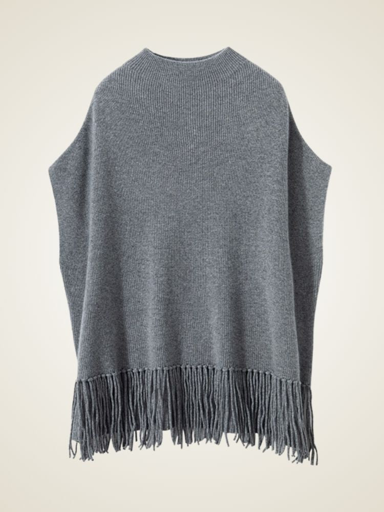 LanlyCashmere Cashmere Poncho with Fringe – Soft Lightweight Shawl Wrap