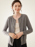 LanlyCashmere Classic Round Neck Premium Mongolia Cashmere Cardigan