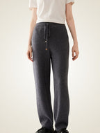 LanlyCashmere High Waist Cashmere Trousers Straight Leg Knit Pants