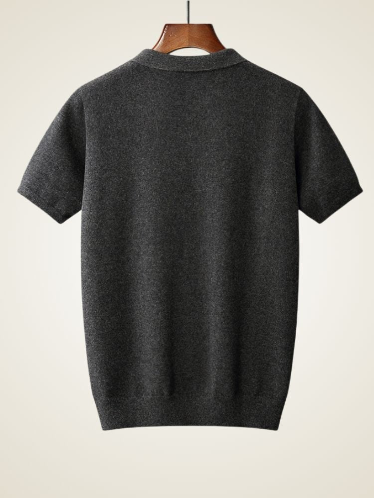 LanlyCashmere Men’s Cashmere Polo Shirt – Soft Knit Short Sleeve Sweater