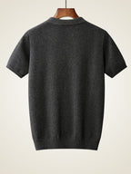 LanlyCashmere Men’s Cashmere Polo Shirt – Soft Knit Short Sleeve Sweater