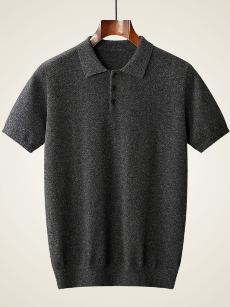 LanlyCashmere Men’s Cashmere Polo Shirt – Soft Knit Short Sleeve Sweater