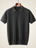 LanlyCashmere Men’s Cashmere Polo Shirt – Soft Knit Short Sleeve Sweater