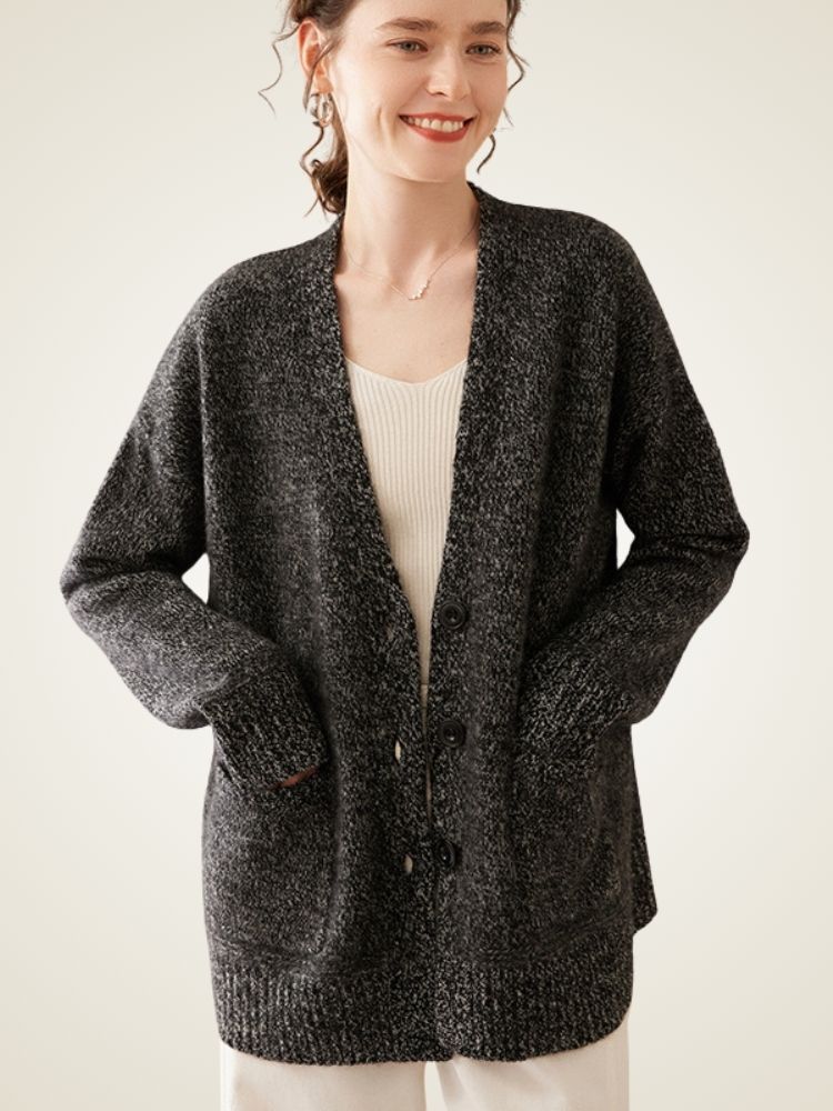 LanlyCashmere Oversized Cashmere Cardigan – Soft Knit Button Front Sweater
