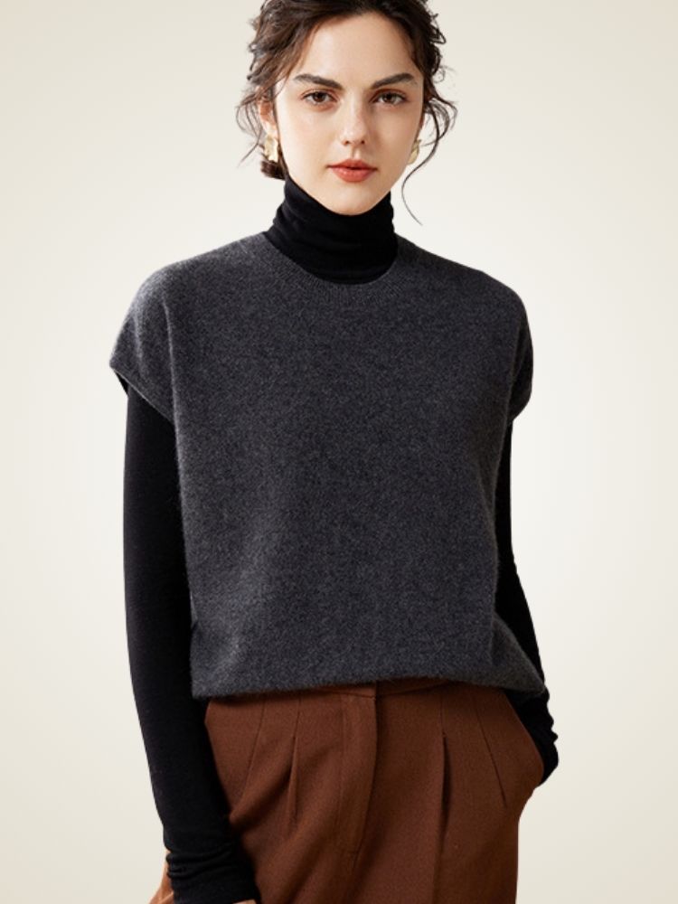 LanlyCashmere Women's Cashmere Short Sleeve Sweater Knit Top