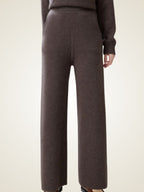 LanlyCashmere Women’s Cashmere Straight Leg Pants – High Waisted Knit Trousers